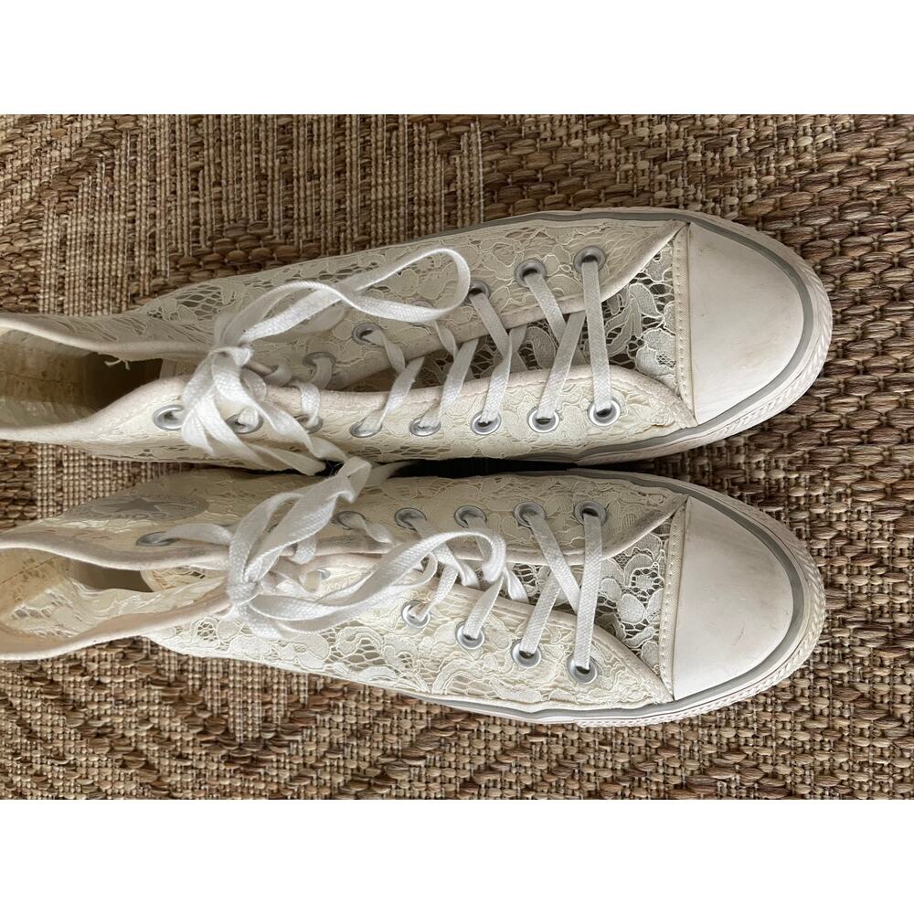 Converse Pre-loved White Lace High tops SZ 9.5 - Picture 9 of 11
